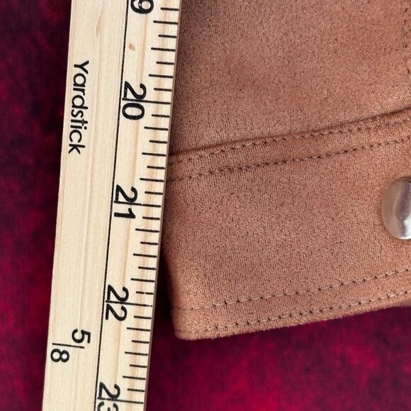 FAUX SUEDE WOMENS BROWN JACKET MOTO ZIPPER, 2 ZIPPER POCKETS SIZE  M - Picture 8 of 10